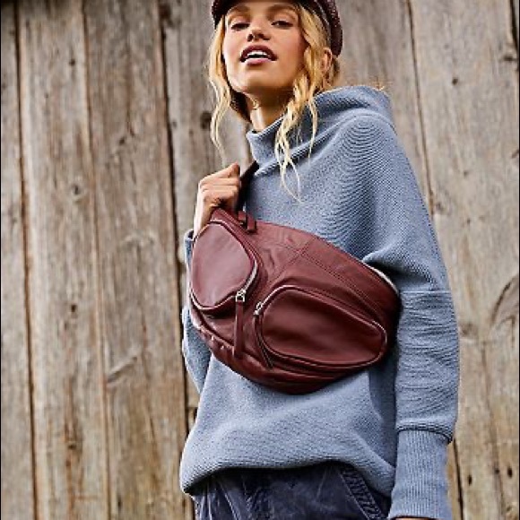 Free People Handbags - Free People Kaia Leather Sling Bag Maroon